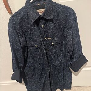 Blue Floral Button-Up Shirt